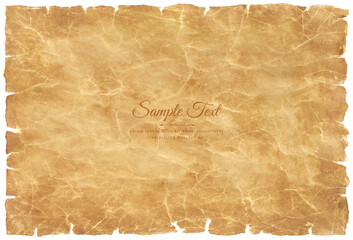 Vector old parchment paper sheet vintage aged or texture isolated on white background