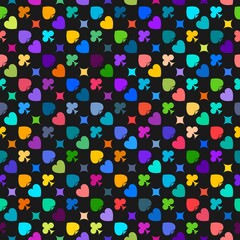 Vector playing cards suits seamless patterns. Backgrounds card suits