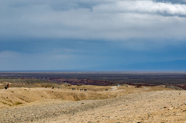 Kazakhstan a view of the Charyn canyon from the top of the Tien Shan mountain an amazing view of nature an unforgettable impression of what he saw