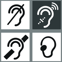Hearing impaired icon set flat design illustration