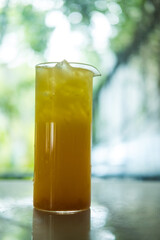 Single glass of orange juice