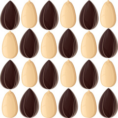 Seamless pattern Sunflower seeds in a shell and without ready to eat snack vector illustration on white background