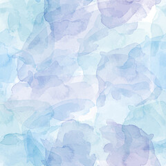 Vector watercolor abstract seamless pattern with blue brush strokes