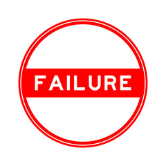 Red color round seal sticker in word failure on white background