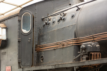 Close Up on Details of an Old Locomotive