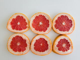 fresh grapefruit close-up on white background