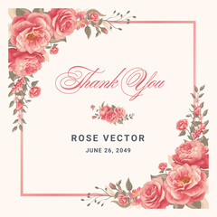 Rose Flower and botanical leaf digital painted illustration