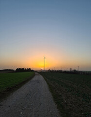 great sunset in the background of a mobile phone installation