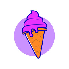 Ice cream cone cartoon icon vector, sweet food icon concept, flat cartoon style