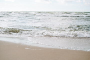 Sand beach on Baltic sea in a storm