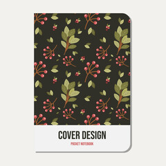 notebook cover template for planner, journal, booklet, paperback, stationery. Flower garden seamless pattern. Applicable pattern