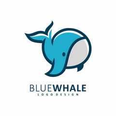 cute blue whale logo design