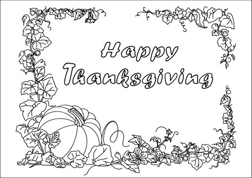 A motif with text and image for Thanksgiving. Vector pattern drawing for background, postcard or for poster.	