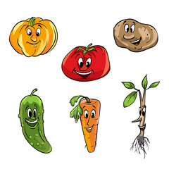 Vegetables with painted happy faces