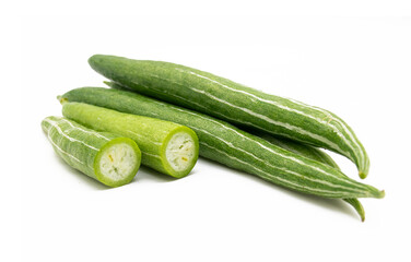 fresh Snake gourd slices isolated on white background