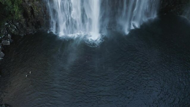 Aerial View of river falls in the forest in Thaba Chweu NU, Mpumalanga, South Africa.