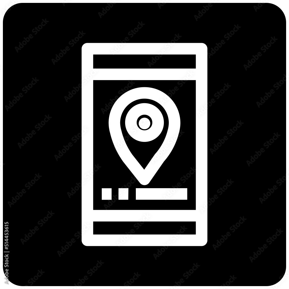 Sticker location map smartphone solid icon