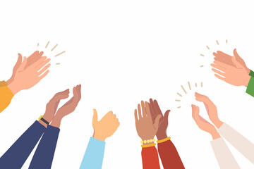 People applaud. Human hands clapping. Ovation illustration/ Congratulation and support. Thumbs up hand. Vector