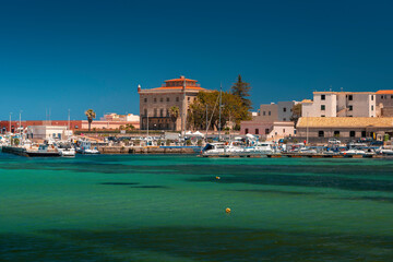 Beautiful Island of Favignana in Sicily, Italy. Mediterranean crystal clear sea, amazing summer destination in Europe. 