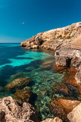 Fototapeta na wymiar Beautiful Island of Favignana in Sicily, Italy. Mediterranean crystal clear sea, amazing summer destination in Europe. 