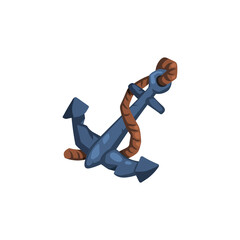 Cartoon ship anchor icon. Isolated boat equipment. Marine pirate symbol