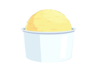 黄色系のカップアイスのイラスト