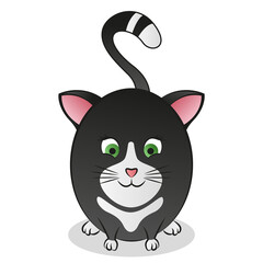 Abstract sticker images of a rounded cute cat.