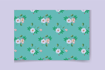 Watercolor seamless pattern with leaves and  flowers. Floral background design.