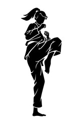 Female Taekwondo Silhouette, Ready Kick