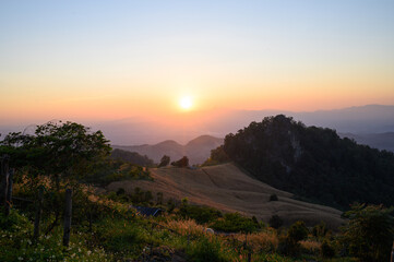 sunset in the mountains