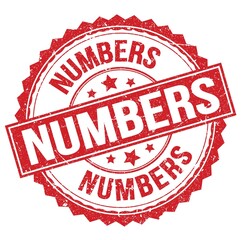 NUMBERS text on red round stamp sign