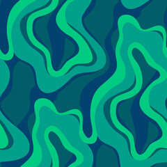 Dark green abstract seamless pattern with wavy lines