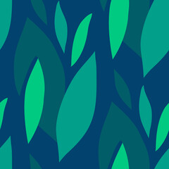 Fototapeta na wymiar Dark green abstract floral seamless pattern
