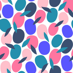 Abstract seamless pattern with fruits and leaves