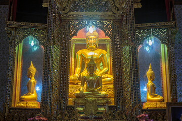 principle Buddha image of the second grade royal monastery, Wat Paichayonponsep Ratchaworawihan,  Samut Prakan  province, Thailand - 514463609
