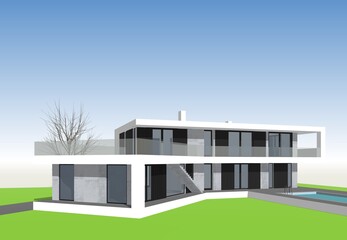 Modern house architectural drawing