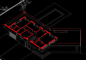 Modern house architectural drawing
