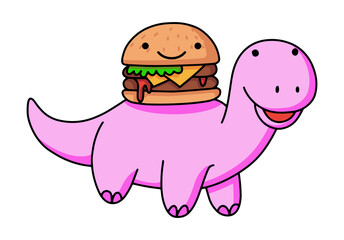 Cute Kawaii Dinosaur Burger Pink