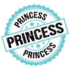 PRINCESS text on blue-black round stamp sign