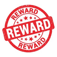 REWARD text written on red stamp sign.