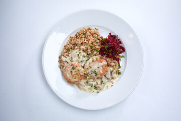 meatballs with buckwheat and cream