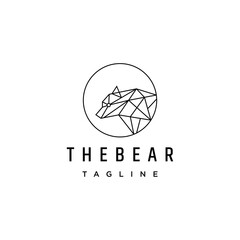 Bear geometric polygonal logo vector icon design template