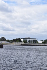 Modern buildings on the waterfront. Taken in Salford Quays England. 