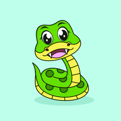 Cute snake cartoon vector icon illustration. flat cartoon style