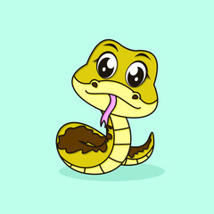 Cute snake cartoon vector icon illustration. flat cartoon style