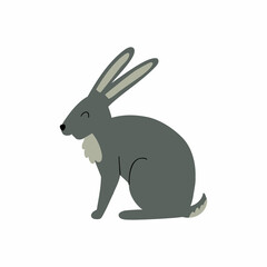 forest hare. flat style hand drawn child illustration