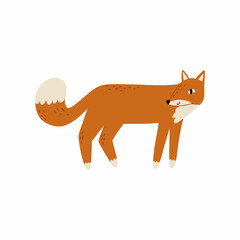 forest fox. flat style hand drawn child illustration
