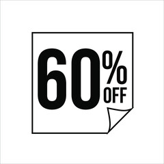 60 percent off icon. sales discount.