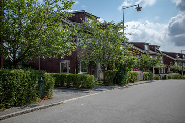 Fototapeta na wymiar Stockholm, Sweden A residential neighborhood in the Kista suburb.