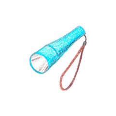 Illustration of  torch for camping colored with pencils